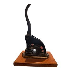 Vintage‎ Texas Notary Public Embosser Seal Press Metal on Wood Base